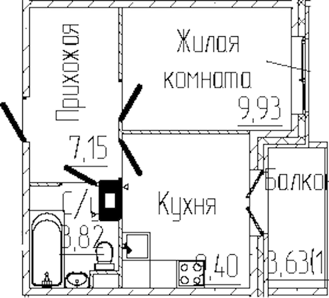 1-комнатная квартира 31.39 м², 4/8 эт., ЖК «SERTOLOVO PARK»